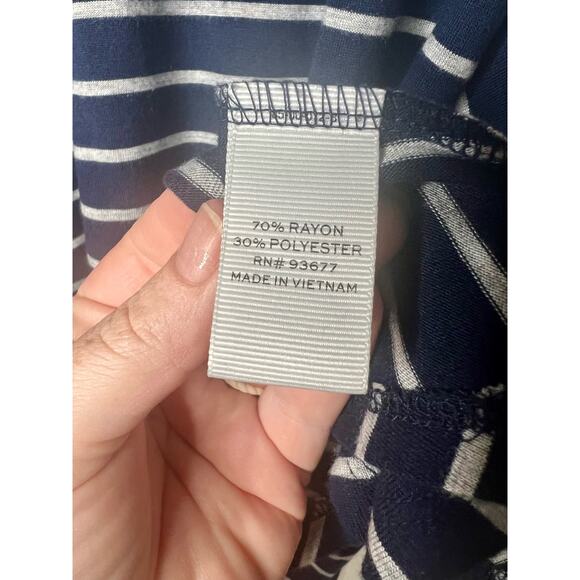 Stylus Women's Navy Blue and Gray Striped Long Sleeve Casual Short Dress XL - Picture 6 of 8
